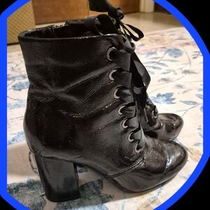 Kenneth Cole Reaction 'Corrine Faux Patten Leather High Block Heel Ankle Boots